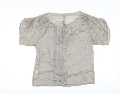 Womens UK Size L Zara Basic Beige Basic Blouse