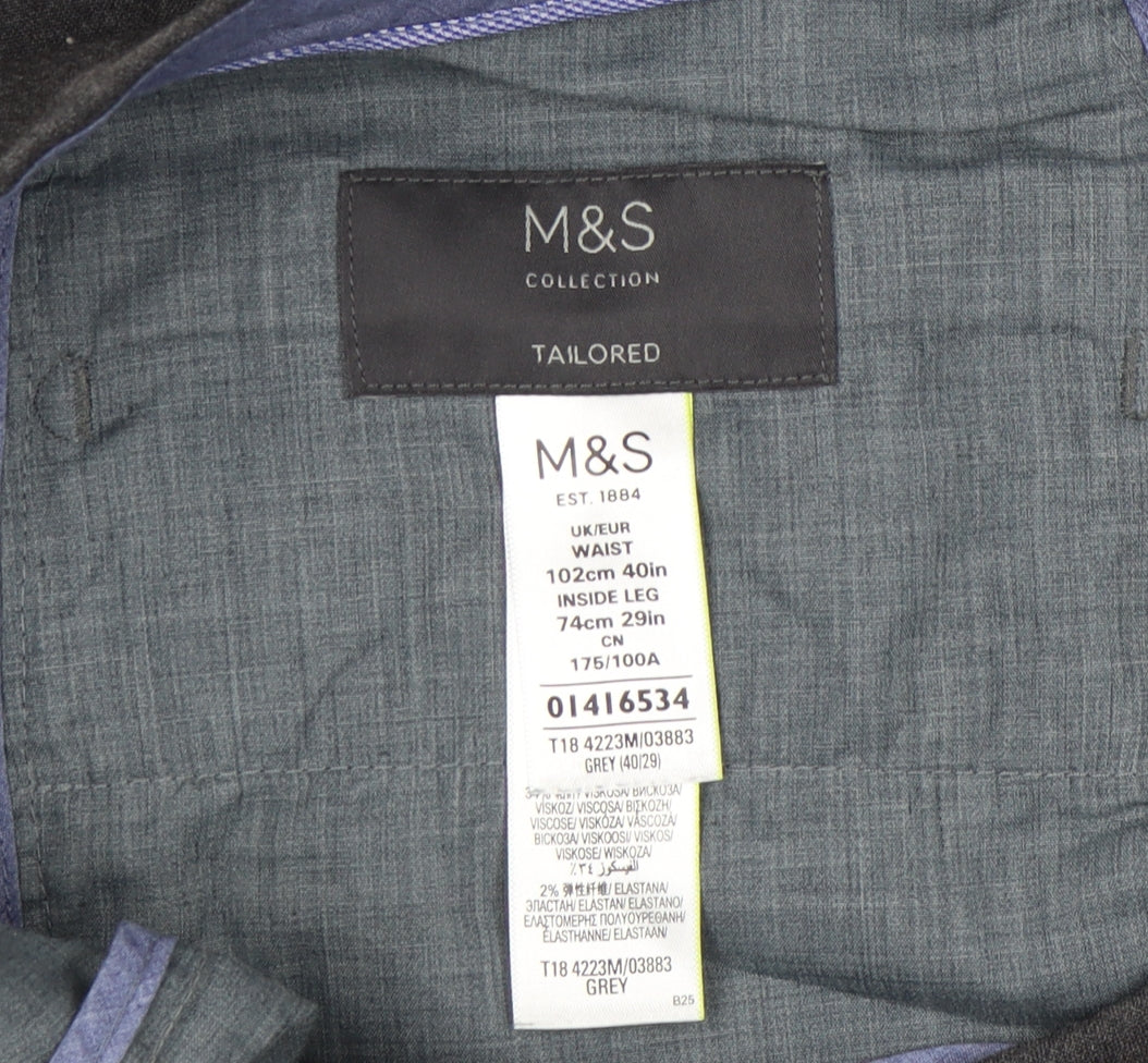 Marks and Spencer Men's Grey 40in Dress Pants Straight Leg