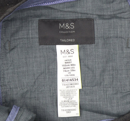 Marks and Spencer Men's Grey 40in Dress Pants Straight Leg