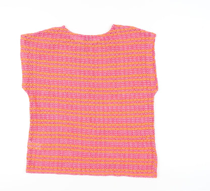 Papaya Women’s Multicoloured Size 14 Crochet Stripe Cotton Blend Blouse