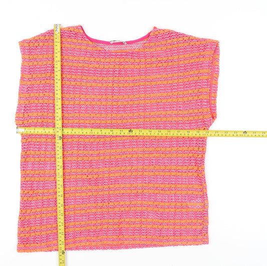 Papaya Women’s Multicoloured Size 14 Crochet Stripe Cotton Blend Blouse