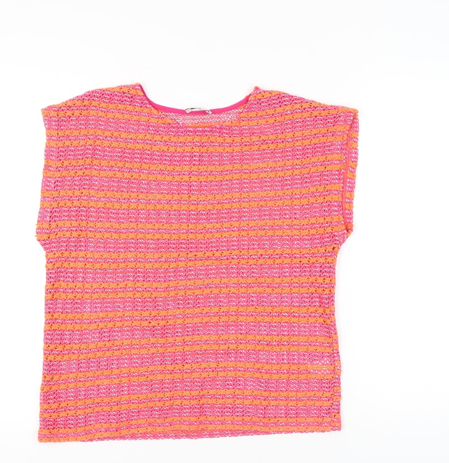 Papaya Women’s Multicoloured Size 14 Crochet Stripe Cotton Blend Blouse