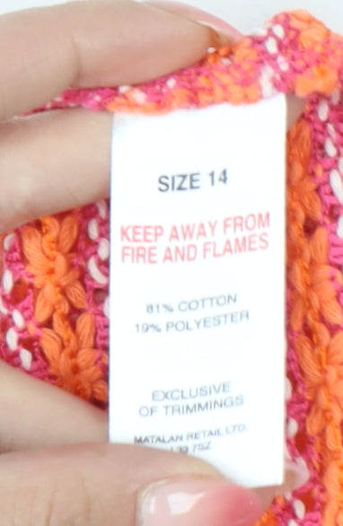 Papaya Women’s Multicoloured Size 14 Crochet Stripe Cotton Blend Blouse