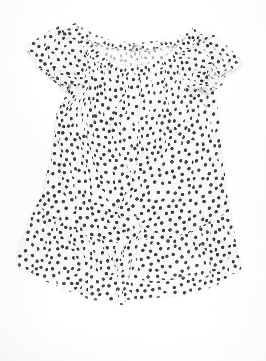 Papaya Women’s White Polka Dot Short Sleeve Shift Dress Size 18