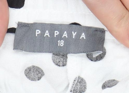 Papaya Women’s White Polka Dot Short Sleeve Shift Dress Size 18