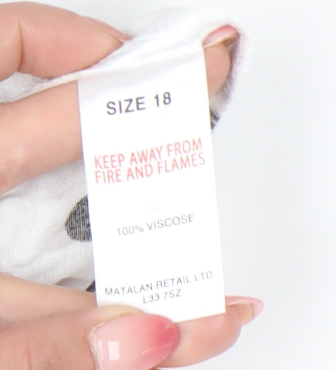 Papaya Women’s White Polka Dot Short Sleeve Shift Dress Size 18