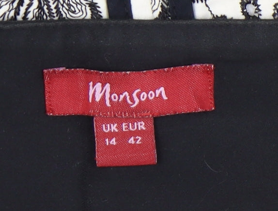 Monsoon Women’s Black Floral Lace A-Line Skirt Size 14 Knee Length