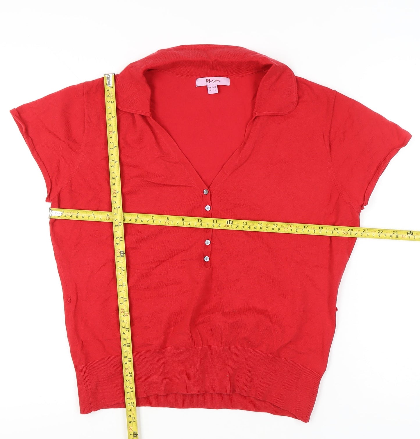 Womens UK Size 18 Monsoon Red Henley Jumper