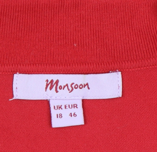 Womens UK Size 18 Monsoon Red Henley Jumper