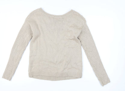 Womens UK Size 14 Warehouse Beige Pullover Jumper