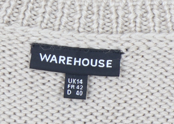 Womens UK Size 14 Warehouse Beige Pullover Jumper