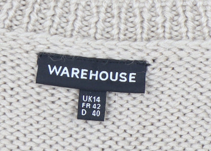 Womens UK Size 14 Warehouse Beige Pullover Jumper