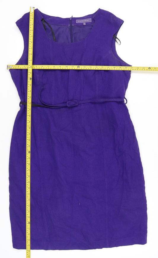 Autonomy Women's Purple Linen Blend Sheath Dress Size 18