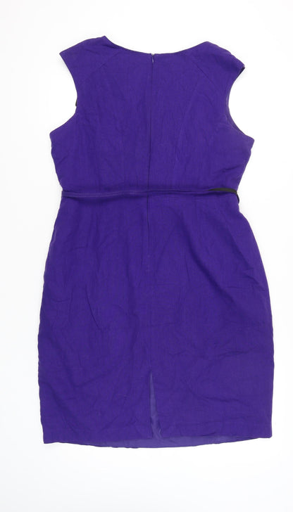 Autonomy Women's Purple Linen Blend Sheath Dress Size 18
