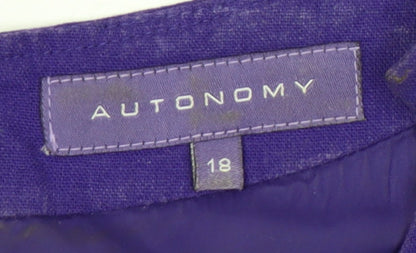 Autonomy Women's Purple Linen Blend Sheath Dress Size 18