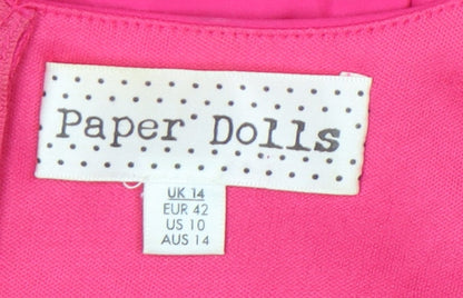 Paper Dolls Women’s Pink Sheath Dress Size 14 Ruffle Hem