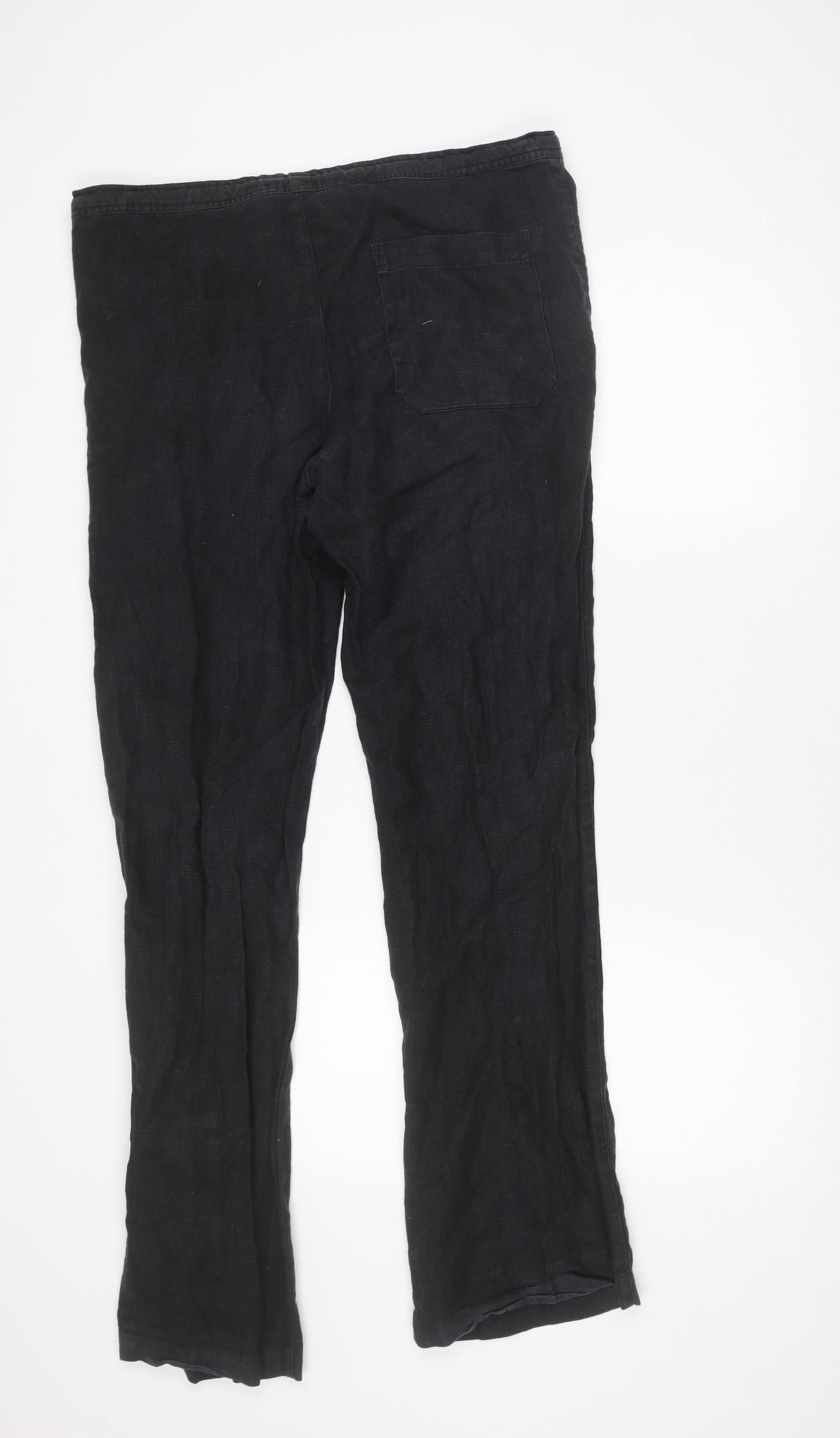 French Connection Men's Black Linen Straight Leg Trousers Size 28