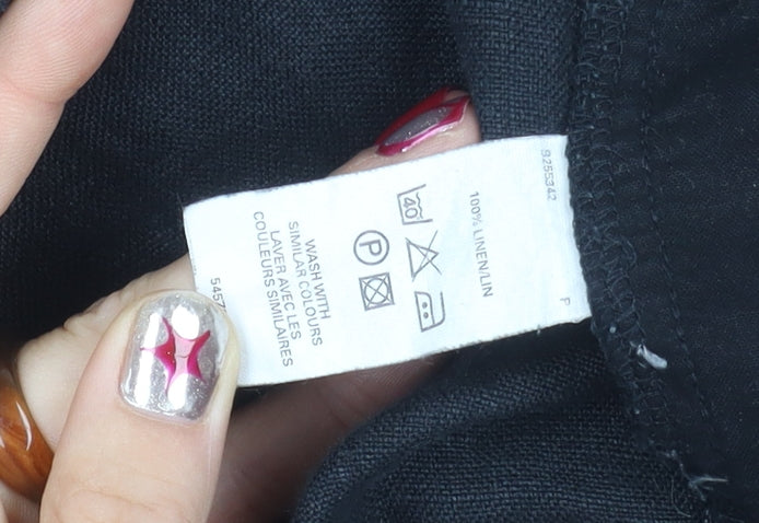 French Connection Men's Black Linen Straight Leg Trousers Size 28