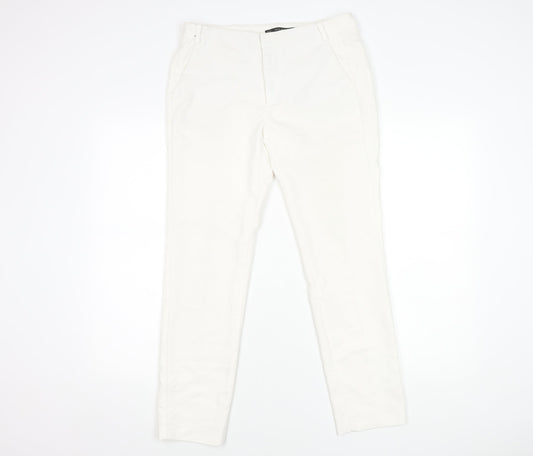 Zara Basic Women’s White Chino Trousers Size 10 Slim Fit