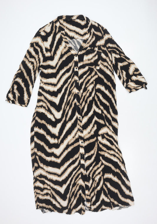 Friends Like These Women's Multicoloured Animal Print Midi Shirt Dress Size 20