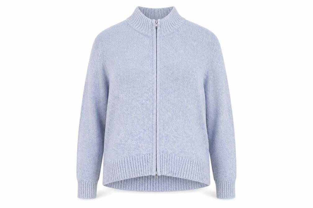 Womens UK Size 18 ISLE Essentials Blue Full Zip Jumper