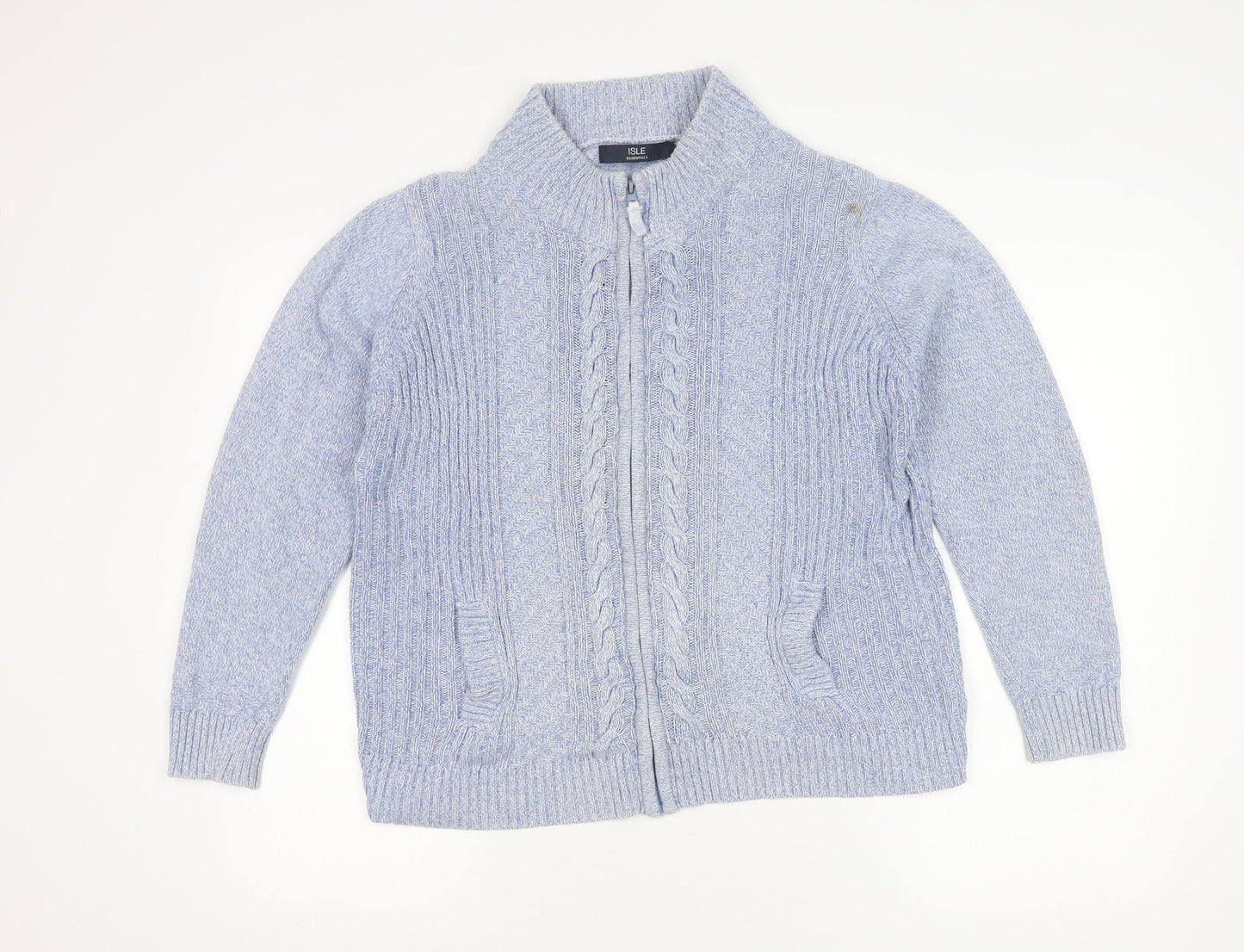 Womens UK Size 18 ISLE Essentials Blue Full Zip Jumper