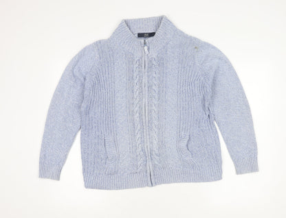 Womens UK Size 18 ISLE Essentials Blue Full Zip Jumper