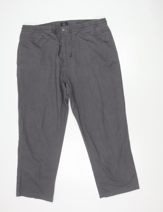 Premier Man Men's Grey 42W 30L Chino Trousers Elastic Waist Casual