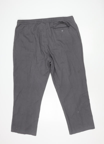 Premier Man Men's Grey 42W 30L Chino Trousers Elastic Waist Casual