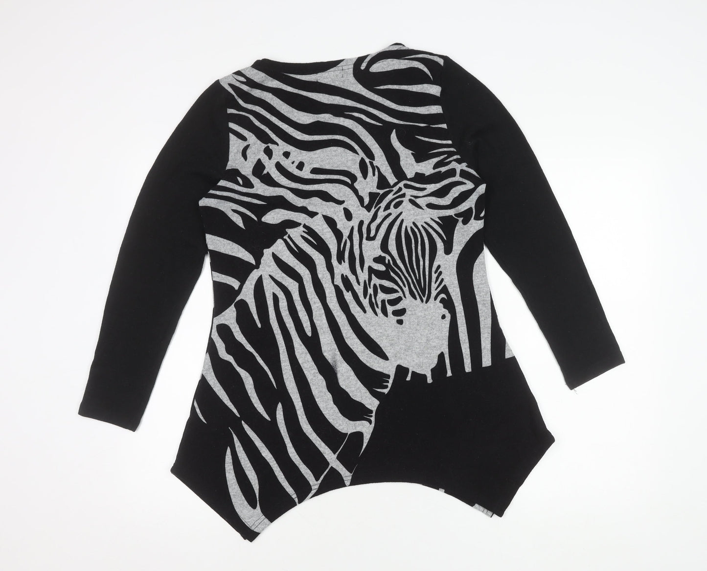 Cmd Women's Black Zebra Print Pullover Jumper Scoop Neck M
