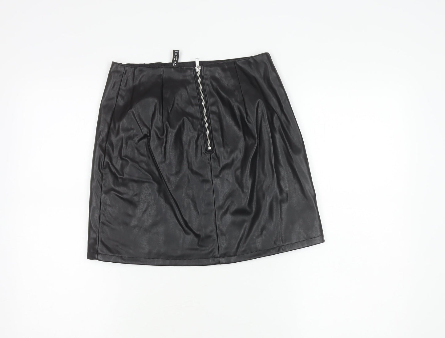 H&M Women’s Black Faux Leather Mini Skirt Size 8 Pencil Style