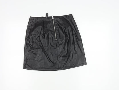 H&M Women’s Black Faux Leather Mini Skirt Size 8 Pencil Style