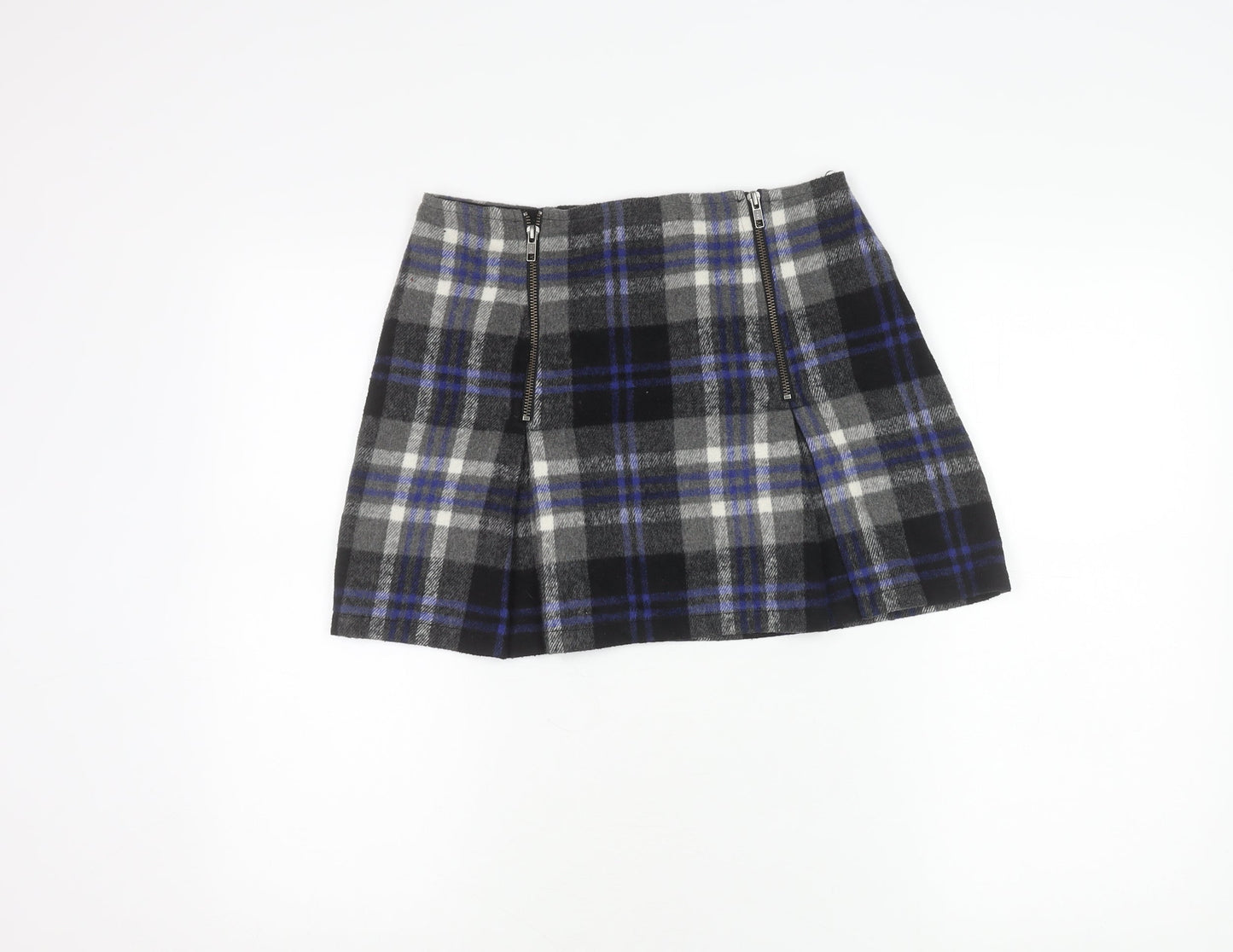 MINKPINK Women's Multicoloured Plaid Wool Blend A-Line Skirt S