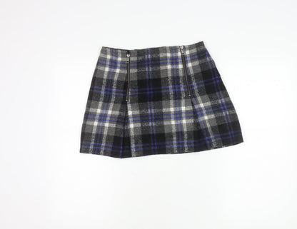 MINKPINK Women's Multicoloured Plaid Wool Blend A-Line Skirt S