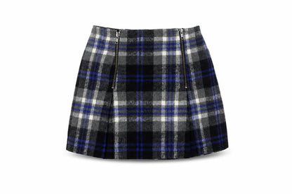 MINKPINK Women's Multicoloured Plaid Wool Blend A-Line Skirt S