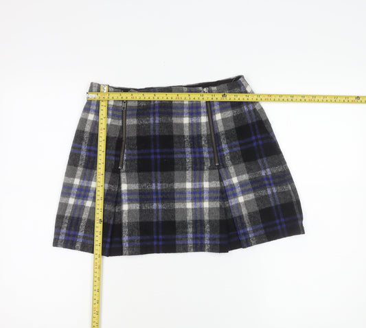 MINKPINK Women's Multicoloured Plaid Wool Blend A-Line Skirt S
