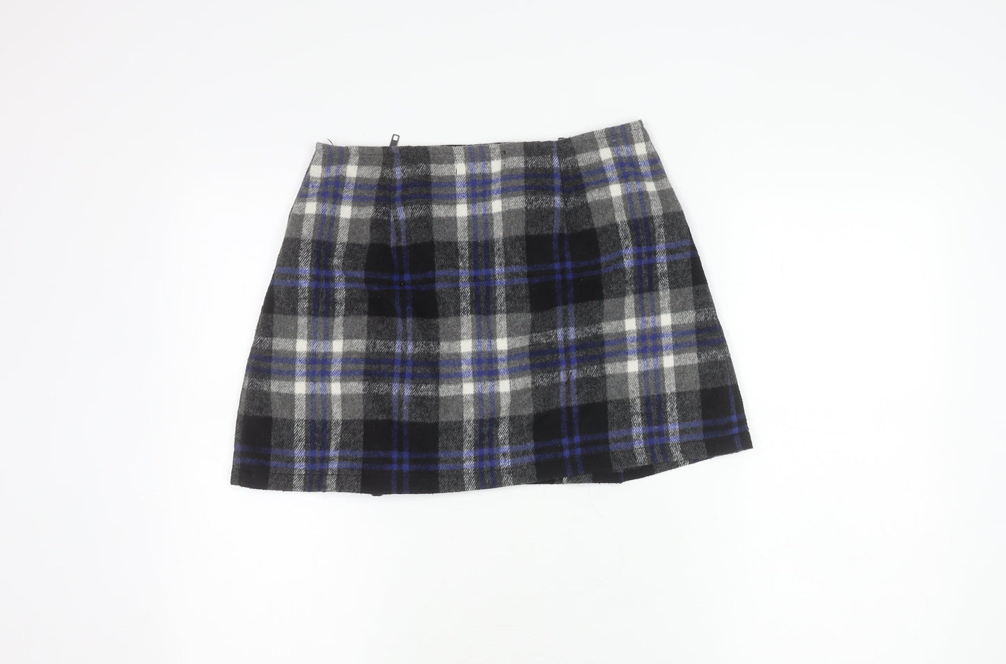 MINKPINK Women's Multicoloured Plaid Wool Blend A-Line Skirt S