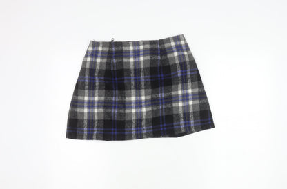 MINKPINK Women's Multicoloured Plaid Wool Blend A-Line Skirt S