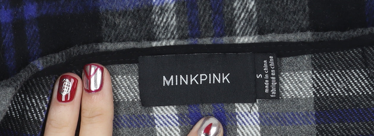 MINKPINK Women's Multicoloured Plaid Wool Blend A-Line Skirt S