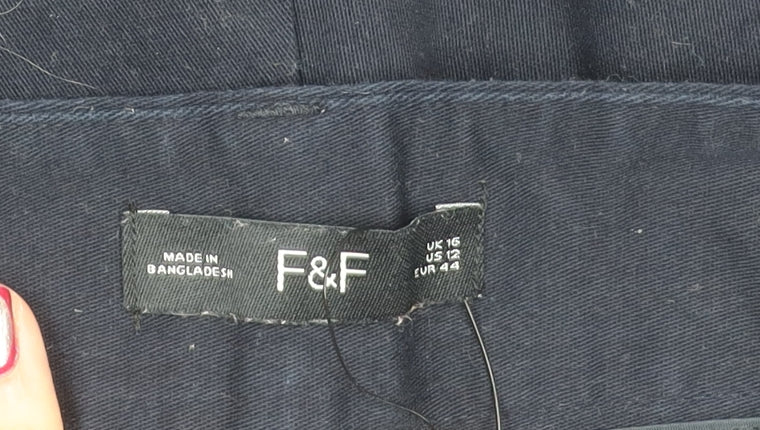 F&F Women’s Black Chino Shorts UK 16 Summer Casual Twill