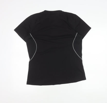 Adidas Womens Black M Slim Fit V-Neck Active T-Shirt