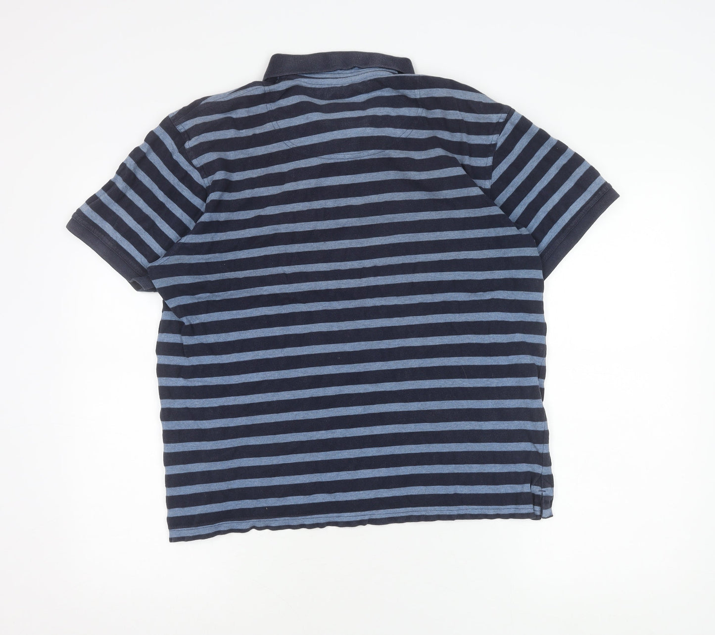 Raging Bull Men's Blue Striped Cotton Polo Shirt M Regular Fit