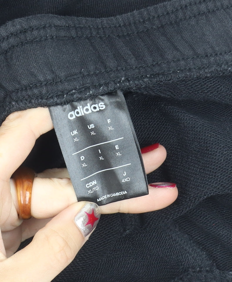 Adidas Women’s Black XL Track Pants Tapered Leg Elastic Waist