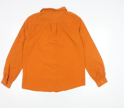 Womens UK Size 10 Boohoo Orange Basic Button-Up