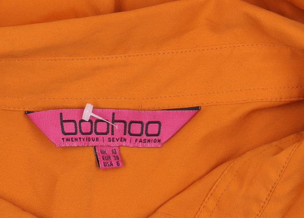 Womens UK Size 10 Boohoo Orange Basic Button-Up