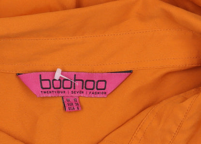 Womens UK Size 10 Boohoo Orange Basic Button-Up