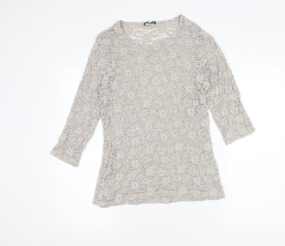 Womens UK Size M Kim & Co Beige Tunic Blouse