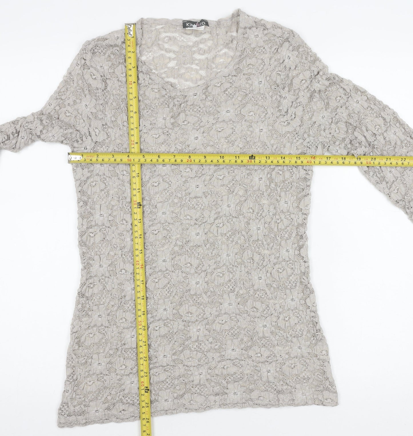 Womens UK Size M Kim & Co Beige Tunic Blouse