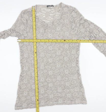 Womens UK Size M Kim & Co Beige Tunic Blouse