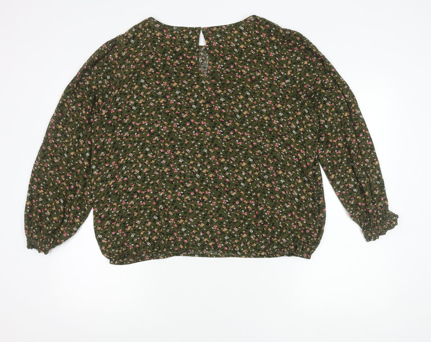 EDC Women's Green Floral Blouse XL Long Sleeve Viscose